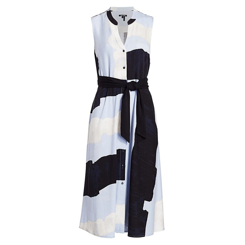 Nic+Zoe 'In The Clouds' Petite Blue Sleeveless Stripe Print Midi Dress Size XS